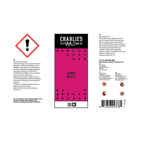 Charlies Chalk Dust Flavor Shots Citrus Medley 30ml to 120ml
