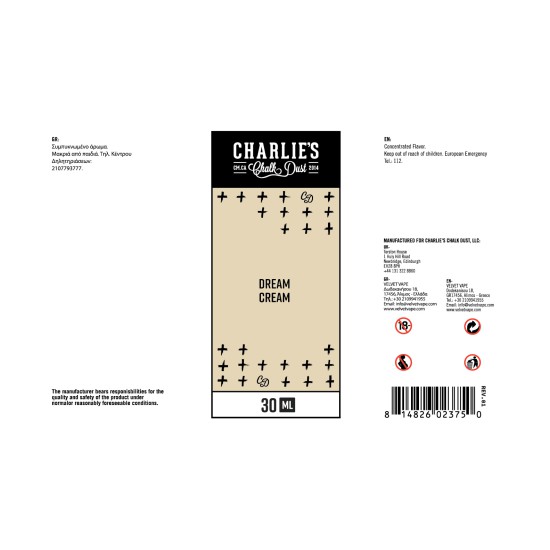 Charlies Chalk Dust Flavor Shots Dream Cream 30ml to 120ml