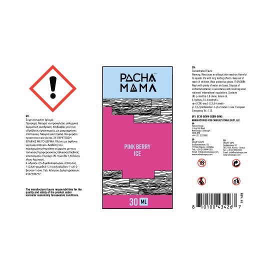 Pacha Mama Flavor Shots Pink Berry Ice 30ml to 120ml