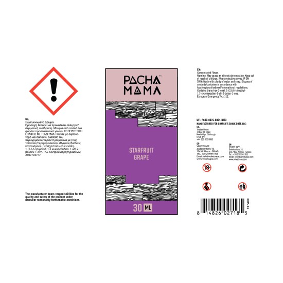 Pacha Mama Flavor Shots Starfruit Grape 30ml to 120ml