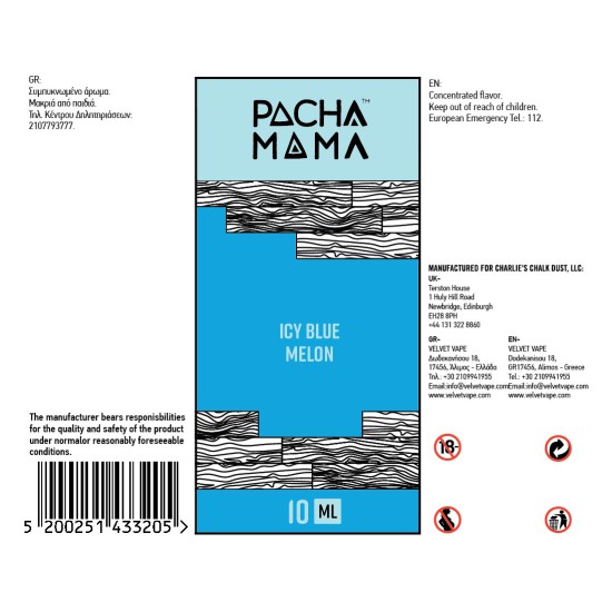 Pacha Mama Flavor Shots Icy Blue Melon 10ml to 60ml