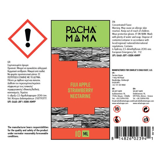 Pacha Mama Flavor Shots Fuji Apple Strawberry Nectarine 10ml to 60ml