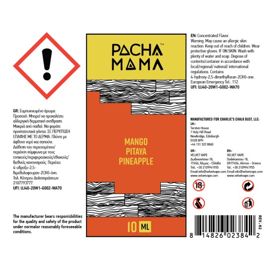 Pacha Mama Flavor Shots Mango Pitaya Pineapple 10ml to 60ml
