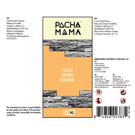 Pacha Mama Flavor Shots Peach Papaya Coconut Cream 10ml to 60ml