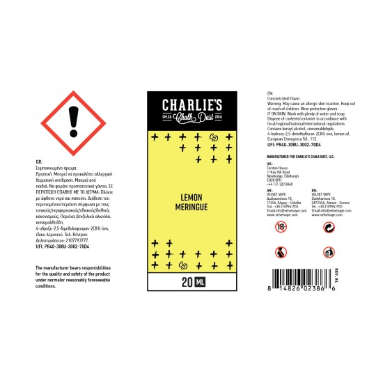 Charlies Chalk Dust Flavor Shots Lemon Meringue 20ml to 120ml