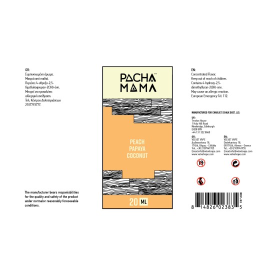 Pacha Mama Flavor Shots Peach Papaya Coconut Cream 20ml to 120ml