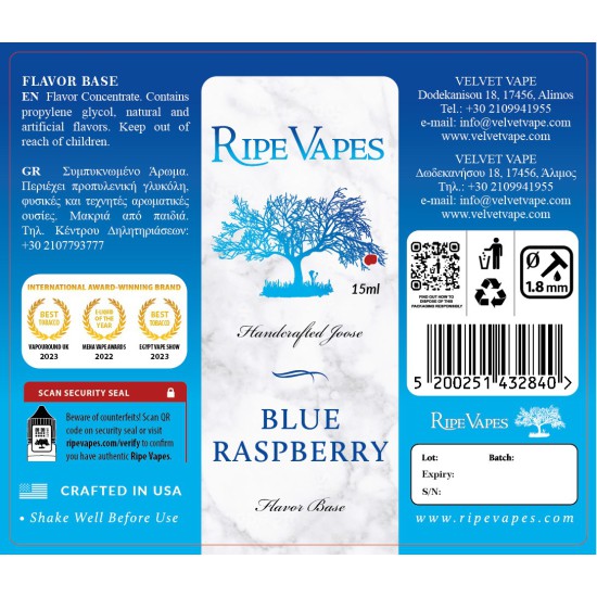 Ripe Vapes Flavor Shots Blue Raspberry 15ml to 60ml