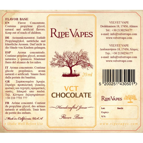 Ripe Vapes Flavor Shots - VCT Chocolate 20ml to 60ml