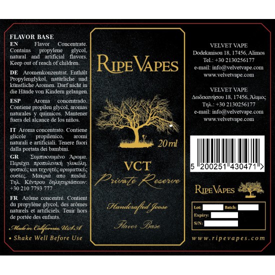 Ripe Vapes Flavor Shots - VCT Black 15ml to 60ml