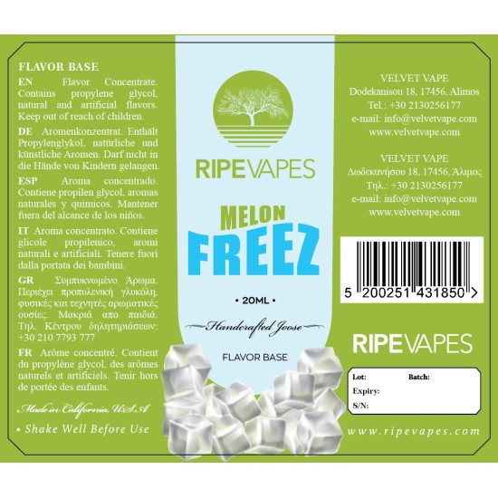 Ripe Vapes Flavor Shots Melon Freez 20ml to 60ml