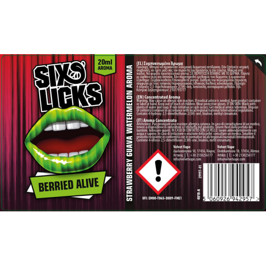 Six Licks Flavor Shots Berried Alive Aroma 20ml to 120ml