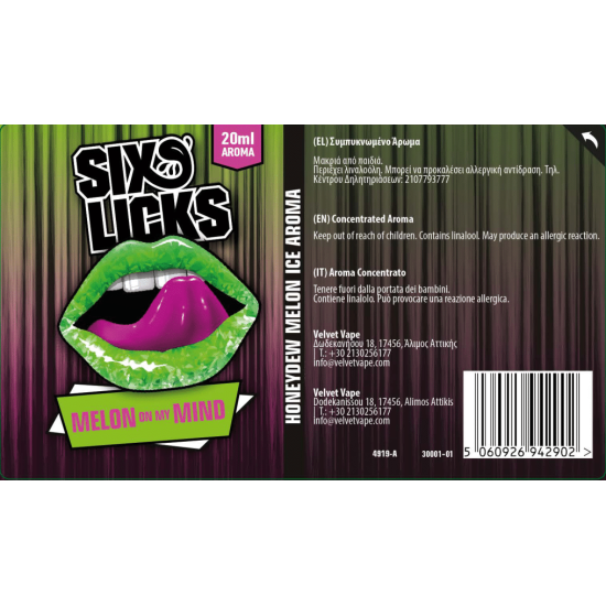 Six Licks Flavor Shots Melon On My Mind 20ml to 120ml