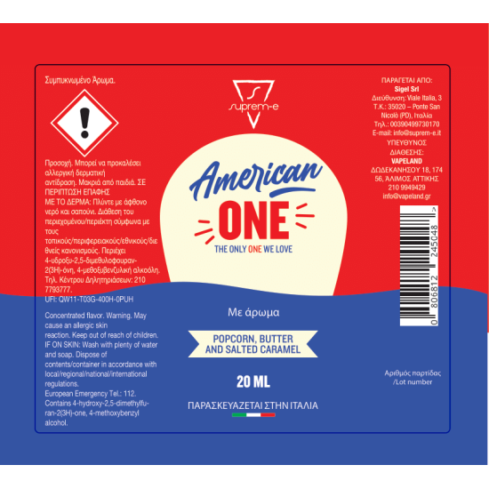 ONE Flavor Shots - AmericanOne 20ml to 60ml