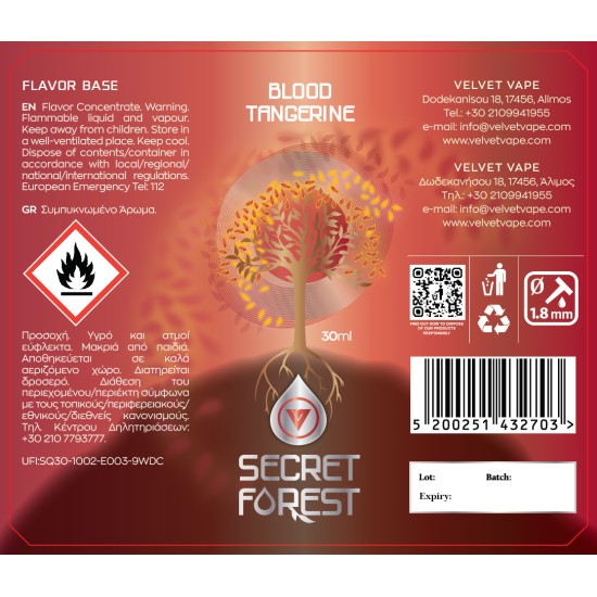 Secret Forest Flavor Shots Blood Tangerine 30ml to 120ml