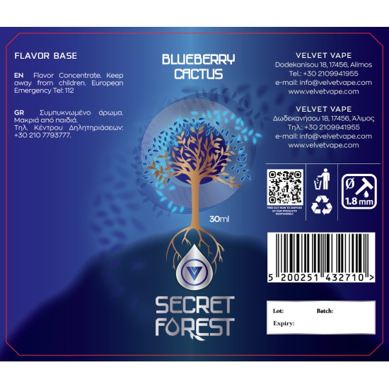 Secret Forest Flavor Shots Blueberry Cactus 30ml to 120ml