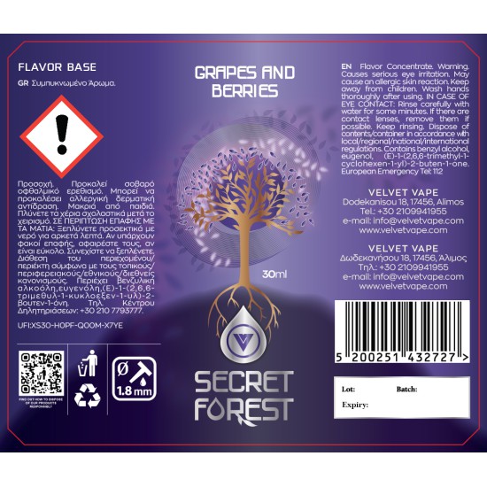 Secret Forest Flavor Shots Grapes And Berries 30ml to 120ml