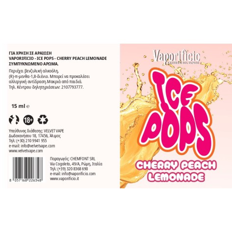 Vaporificio Ice Pops Cherry Peach Lemonade 15ml to 120ml