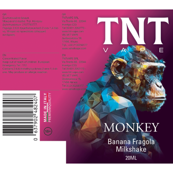 TNT Animals Flavor Shots - Monkey 20ml to 120ml